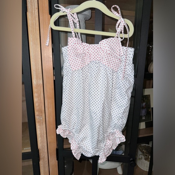 Cecil & Lou bows one piece swimsuit toddler bubble romper polka dot USA july 4th - Picture 1 of 5